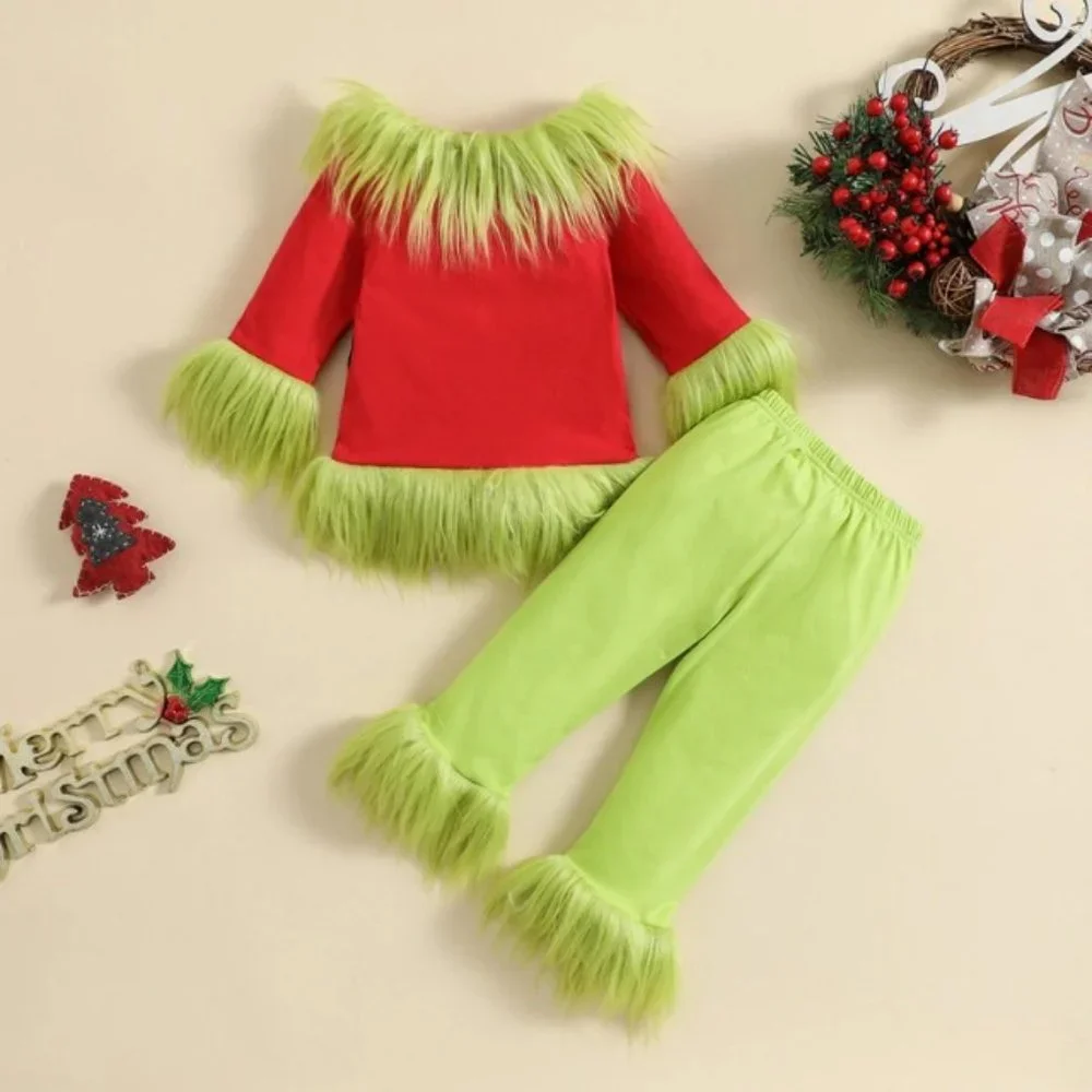 Kids Green & Red Grinch-Inspired Holiday Costume Set
